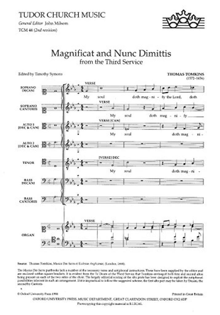 Magnificat and Nunc Dimittis from the Third Servic